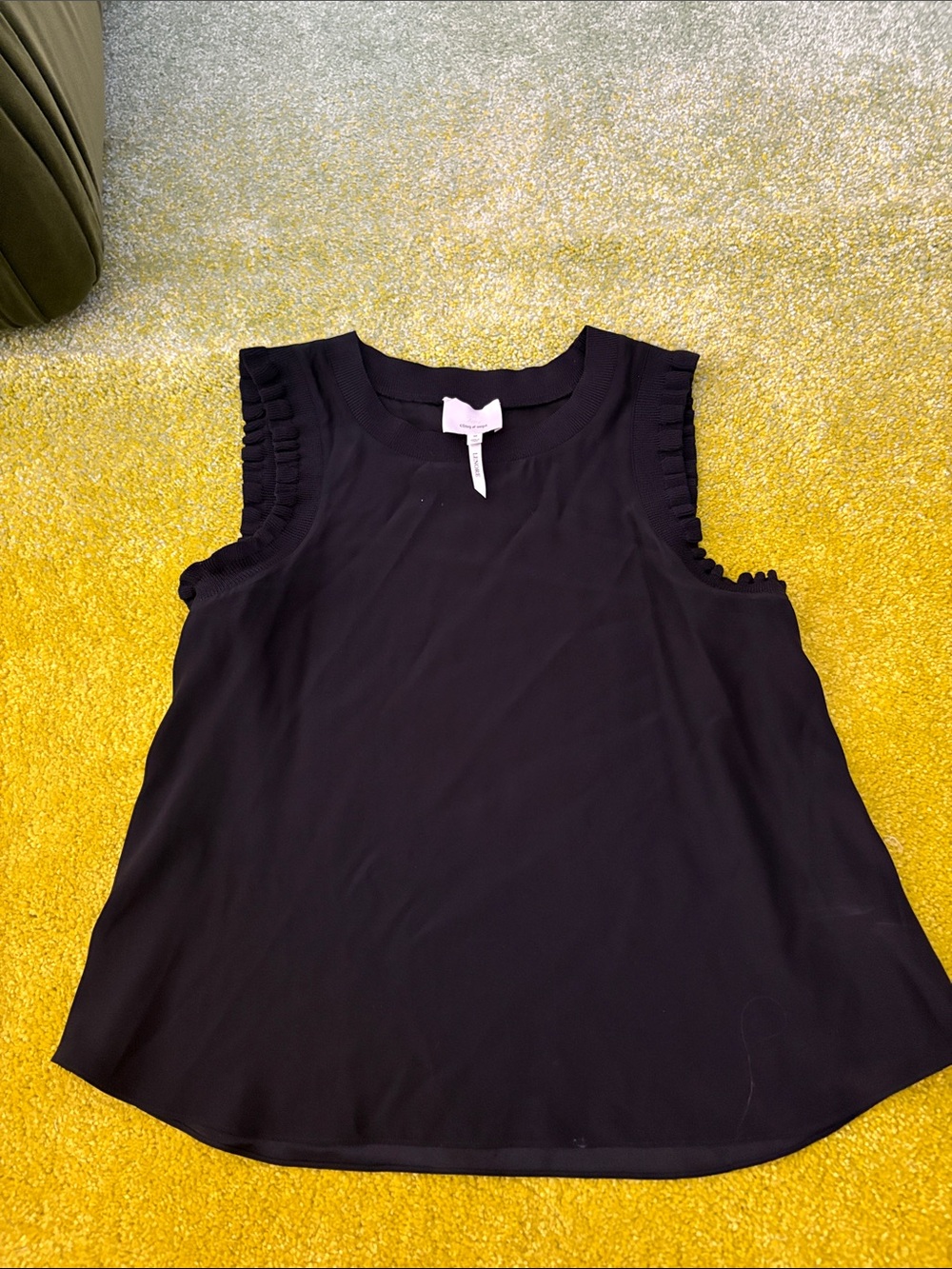 cinq a sept Black Ruffle-Trim Sleeveless Camisole